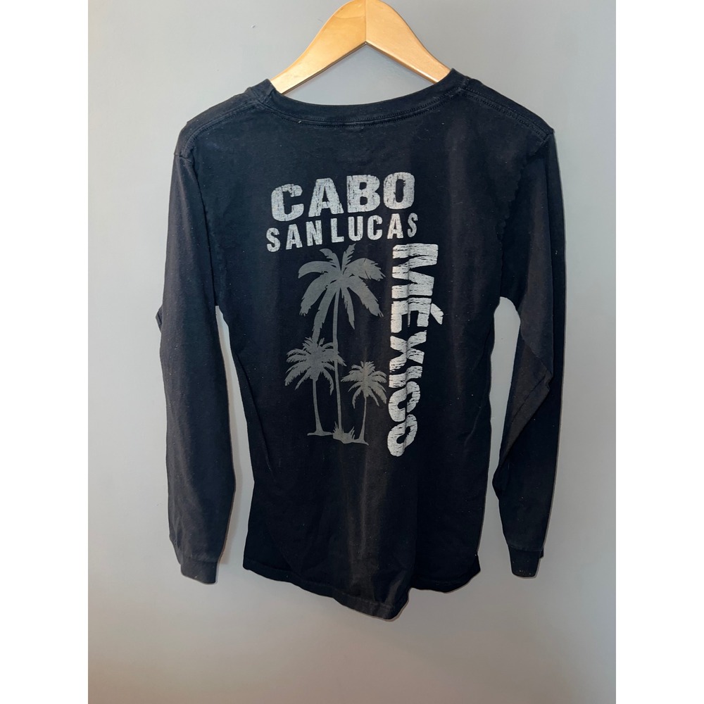 Yazbek Cabo San Lucas Mexico Long Sleeve Graphic T-Shirt Black Cotton Size S